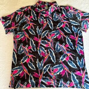 Chubbies Shirt Mens XL pink Blue Floral button polo Hawaiian Outdoors Weekender